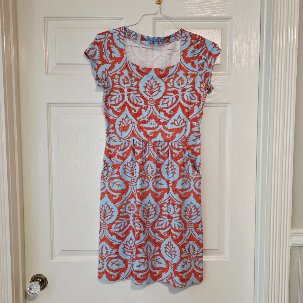J McLaughlin SMALL Floral Coral and Blue Women's Dress